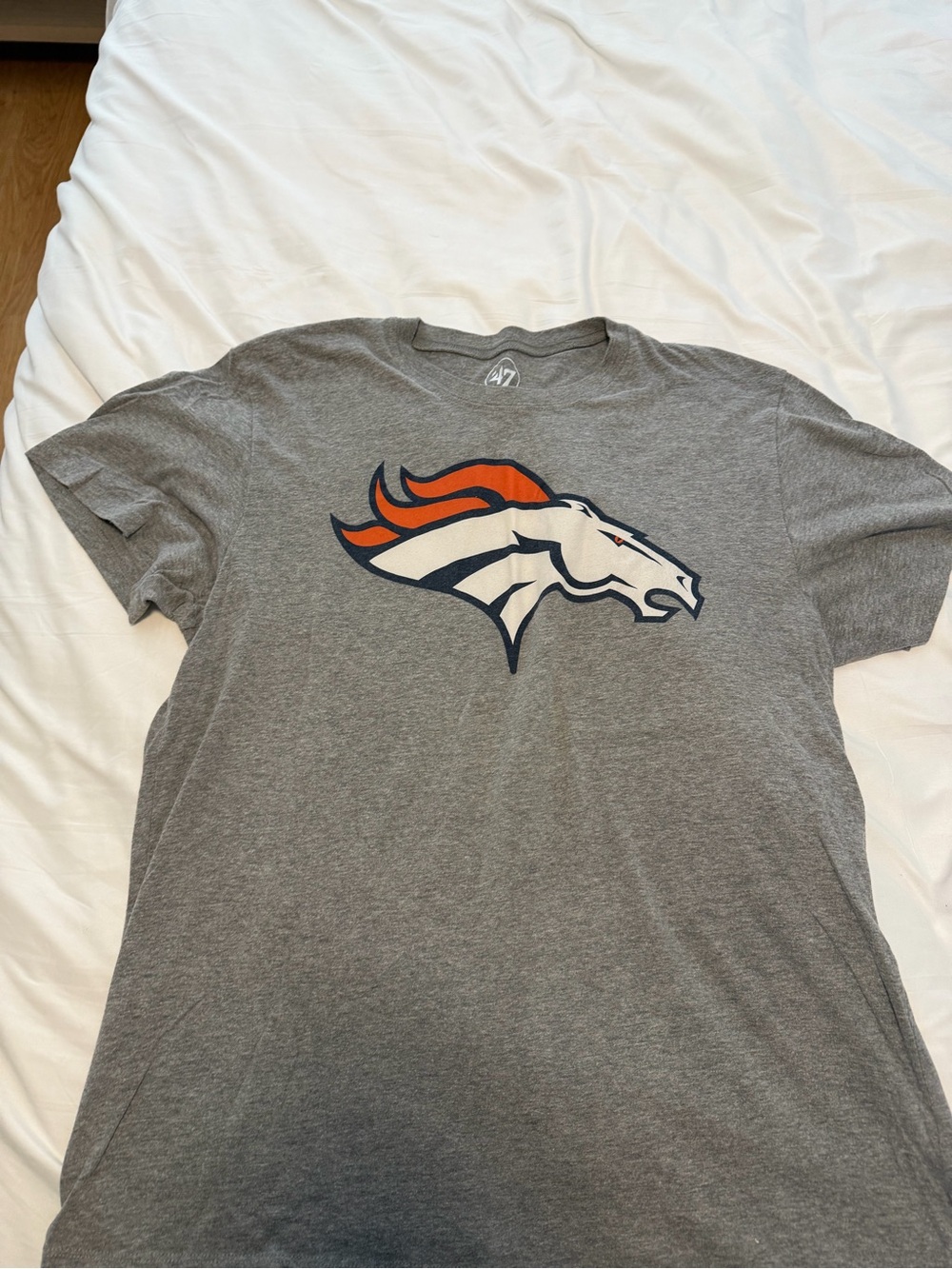'47 Brand Denver Broncos Gray Tee with Orange & Navy Logo
